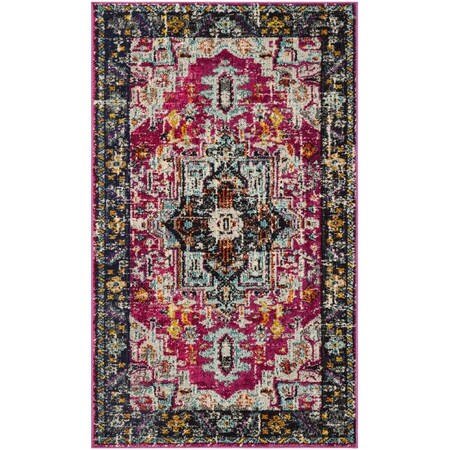Safavieh 3 x 5 ft. Monaco Power Loomed Small Rectangle Area Rug Fuchsia & Grey MNC253J-3